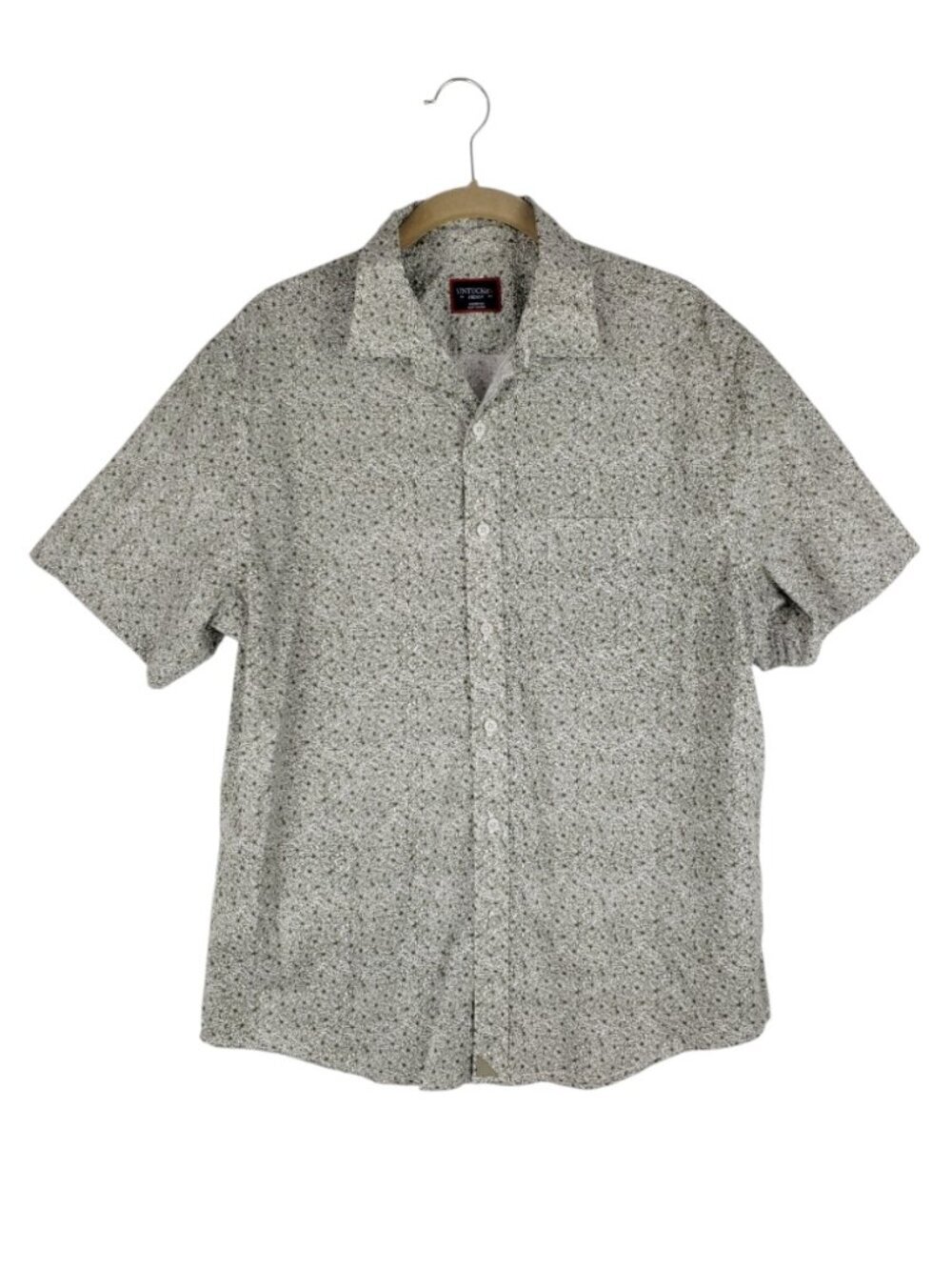 Untuckit Gouveia Short Sleeve Button Up Shirt Green Floral Cotton Mens Medium